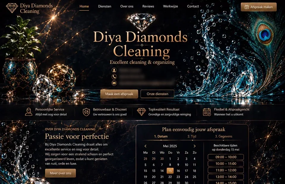 Websiteontwerp voor Diya Diamonds (concept)