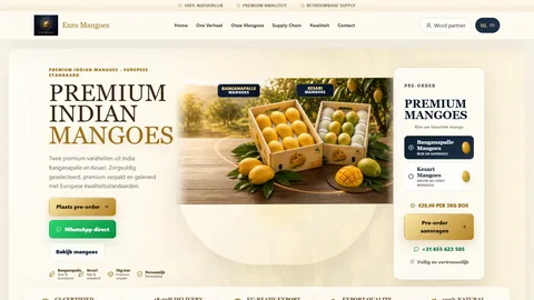 Homepage van Euro Mangoes, een website van Naxara Space