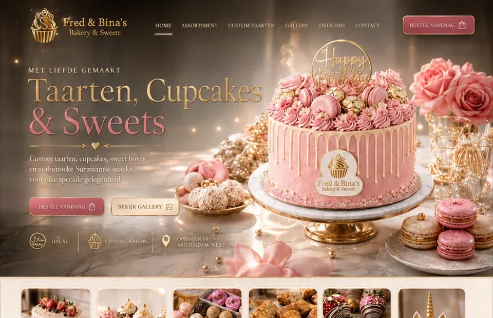 Websiteontwerp voor Fred & Bina’s (concept)